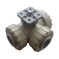 Трехходовой шаровой кран TECHNO 3040-PP полипропиленовый, под привод, DN40, рабочая температура -10~60C 650340