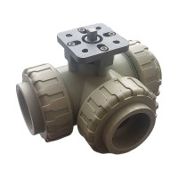 Трехходовой шаровой кран TECHNO 3050-PP полипропиленовый, под привод, DN50, рабочая температура -10~60C 650350