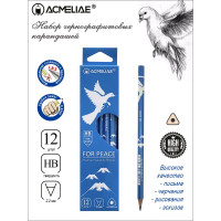 Чернографитный карандаш ACMELIAE HB For Peace трехгранный, корпус голубой, 12 шт. 43797 EAN