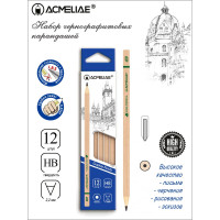 Чернографитный карандаш ACMELIAE HB круглый, некрашеный, 12 шт. 43524 EAN