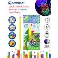 Набор цветных неоновых карандашей ACMELIAE neon artmate 12 цветов, в картонном футляре 43720