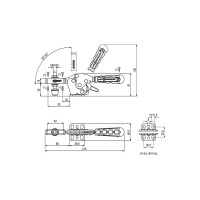 Прижим горизонтальный со стопорной рукояткой KUKAMET, усилие 235 кг B111-3-L