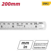 Стальная линейка DELI dl8020y 200 мм, нержавеющая сталь 118990