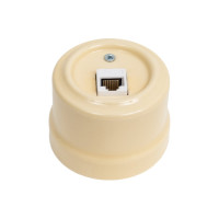 Компьютерная розетка Мезонинъ rj45, цвет - слоновая кость, серия "аврора", тм GE70342-02