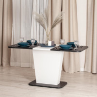 Обеденный стол Tetchair Gent ЛДСП, 110-145x68.6x75.5 см, мрамор блэк роял/белый 19267