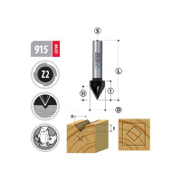 Фреза V-образная для гравировки 31.8х26х64 мм, хв-к 12 мм, угол 90 градусов WOODWORK 915.3290.12