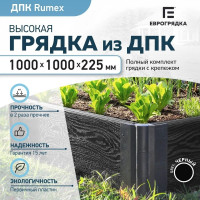 Готовый комплект грядки Еврогрядка rumex люкс 1000x1000x225 мм, цвет графит GEG4-Rumex-Graphite