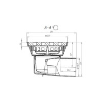 Нерегулируемый трап Fachmann Т 605 PNsP 246x244 горизонтальный выпуск dn 110 с корзинкой и незамерзающим сифоном, решетка чугунная, пластиковый подрамник 04.091