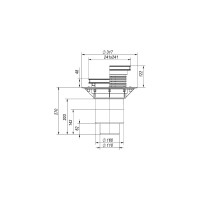 Регулируемый трап Fachmann t 616.0 pnsp 241x241 вертикальный выпуск, dn 110/160, с корзинкой и незамерзающим сифоном, без прижимного фланца, решетка чугунная, пластиковый подрамник 04.093