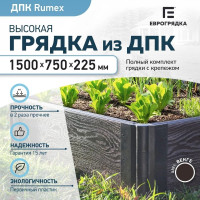 Готовый комплект грядки Еврогрядка rumex из дпк 1500x750x225 мм, цвет венге GEG1-Rumex-Venge