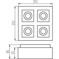 Светильник накладной точечный квадратный KANLUX stobi dlp 450-b 26836