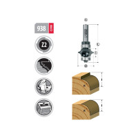 Фреза с двойным радиусом R=4.8 мм, 25.4х61 мм, S=8 мм WOODWORK 938.4050.08