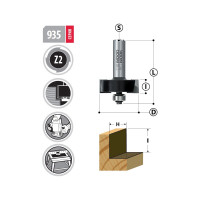 Фреза четвертная H=6.35 мм, 25.4х63 мм, S=12 мм WOODWORK 935.2513.12