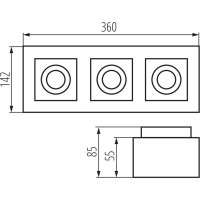 Накладной точечный светильник KANLUX квадратный stobi dlp 350-w 26835