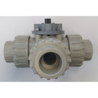 Трехходовой шаровой кран TECHNO 3032-PP полипропиленовый, под привод, DN32, рабочая температура -10~60C 650332