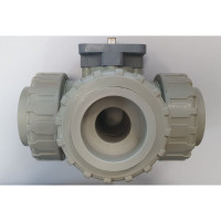 Трехходовой шаровой кран TECHNO 3040-PP полипропиленовый, под привод, DN40, рабочая температура -10~60C 650340