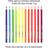 Набор цветных неоновых карандашей ACMELIAE neon artmate 12 цветов, в картонном футляре 43720
