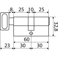 Цилиндровый механизм Стандарт MAX 60 (30x30В), SN, 5 кл. перф., ключ/верт. 14795