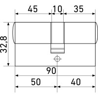 Цилиндровый механизм Стандарт MAX 90 (40x50), SN, 5 кл. перф., ключ/ключ 14793