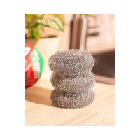 Губка для мытья посуды Luscan металл, 110x110x25 мм, 20 г, 3 шт в уп 978723