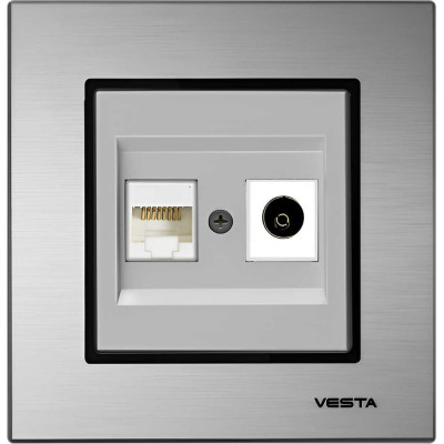 Розетка для сетевого кабеля Vesta Electric Exclusive Silver Metallic FRZTV010002SER