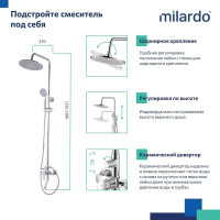 Milardo Душевая система с тропическим душем, stripe, , STRSB1FM06
