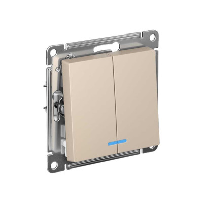 2-клавишный выключатель Systeme Electric Atlasdesign песочный с подсветкой сх.5а, 10ах ATN001253