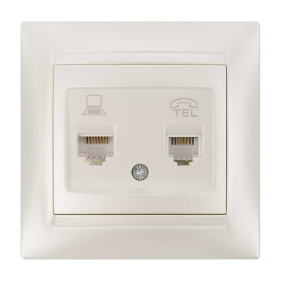 Розетка телефонная RJ11 + компьютерная RJ45 перламутр серия "Лама" TDM ELECTRIC SQ1815-0819