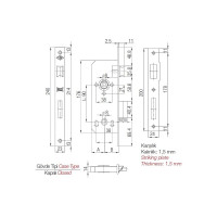 Врезной межкомнатный замок для деревянных дверей KALE KILIT 169R WC 90BS35, 23BP, SP, STB 169R3500005