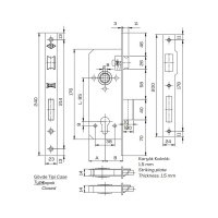 Врезной цилиндровый замок для деревянных дверей KALE KILIT 152R, 85BS45, 23NP, SP, Ros, STB 152R4500277