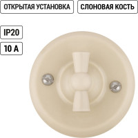 Поворотный выключатель TDM ELECTRIC проходной с ручкой (бантик) 10А сл. кость «Виви» SQ1820-1305