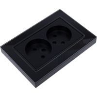 Розетка Metronex Electric Exclusive Black с рамкой из закаленного стекла двойная без заземления FRZMT040034CHR