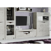 Тумба ТВ Мебельград Соренто гостиная, с 2 дверцами и ящиком, дуб бонифаций/дуб бонифаций/кофе структурный матовый 33926_1