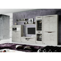 Тумба ТВ Мебельград Соренто гостиная, с 2 дверцами и ящиком, дуб бонифаций/дуб бонифаций/кофе структурный матовый 33926_1