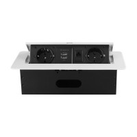 Розетка горизонтальная выдвижная ROCKETSOCKET 2 euro 16a, 2 usb a с блоком 5в/2.1а, rj45, проводка, цвет белый SHS020-W