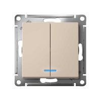 2-клавишный выключатель Systeme Electric Atlasdesign песочный с подсветкой сх.5а, 10ах ATN001253