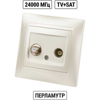 Розетка TV ("мама") + SAT (F-разъем) 0-2400МГц перламутр серия "Лама" TDM ELECTRIC SQ1815-0820
