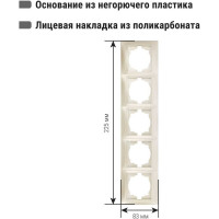 Рамка 5-ти постовая горизонтальная перламутр серия "Лама" TDM ELECTRIC SQ1815-0837