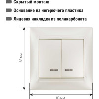 Выключатель 2 клавишный с подсветкой TDM ELECTRIC 10А перламутр серия "Лама" SQ1815-0805