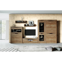 Тумба ТВ Мебельград Соренто гостиная, с 2 дверцами и ящиком, дуб стирлинг/дуб стирлинг матовый/кофе структурный матовый 33926_2