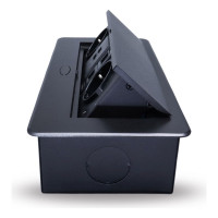 Розетка горизонтальная выдвижная ROCKETSOCKET 2 euro 16a, 2 usb a с блоком 5в/2.1а, 2 rj45, проводка, цвет черный SHS021-B