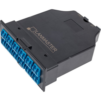 MPO кассета OS2 для модульной панели LAN-FRM-PP-STP/1U LANMASTER 24xLC, тип B, низкие потери, черная LAN-FRM-IN-2MB-24LC/OS2