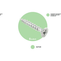 Универсальный саморез по дереву Гвозdeck HR потайной, 4.5х20 мм, цинк, Pz, промышленная упаковка 13000 шт 20124520WHPZHR9
