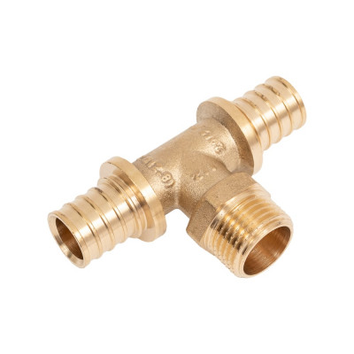 Аксиальный тройник RTP латунь, наружная резьба, 20x1/2", желтый 34810