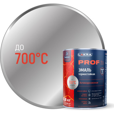 Термостойкая эмаль ЛАКРА prof it антикоррозионная, до 700С, серебристый, 0.8 кг ЛА-00001683