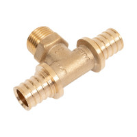 Аксиальный тройник RTP латунь, наружная резьба, 20x1/2", желтый 34810