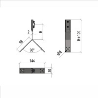 Коньковый держатель болтовой Система КМ для прутка D5-10 мм H100 мм INOX304 MA0095 KDB-H100-D5-10 INOX304
