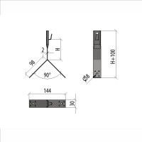 Коньковый держатель зажимной для прутка Система КМ D5-8 мм H80 мм AURAFORT TD MA0097 KDZ-H80-D5-8 TD