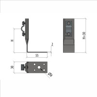 Угловой держатель болтовой Система КМ для прутка D5-10 мм H60 мм ZN MA0131 UDB-H60-D5-10 ZN
