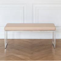 Банкетка GreenWeen ALBA, каркас н/ж сталь, сидение экокожа цвет Light Beige, 1100x400x450 GW-ALBA-NER-LEA-110-LB